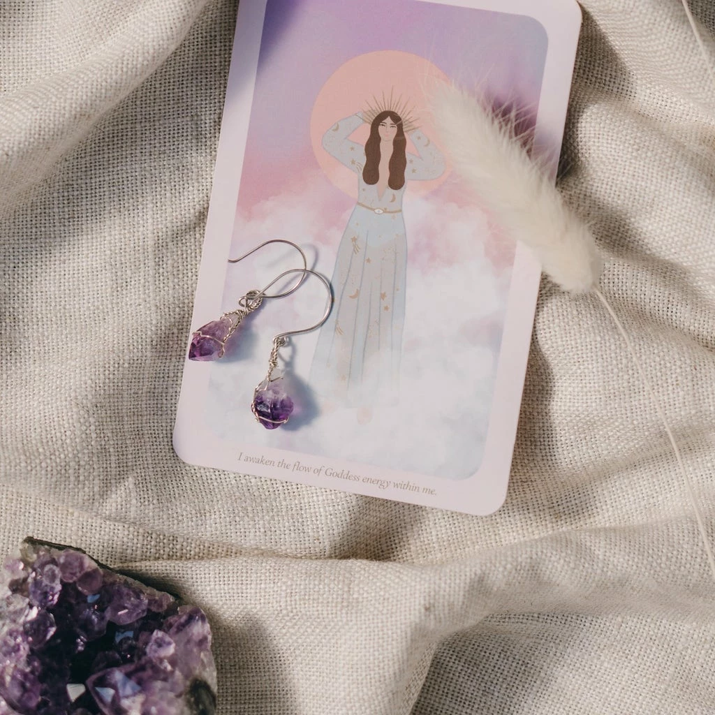 Flow Yoga Wear Amethyst Drop Earrings Jewellery 3 Flow Yoga Wear Amethyst Drop Earrings Jewellery