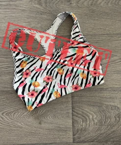 Flow Yoga Wear Racer Crops Zebra Pop S (10-12) Racer Crop Top