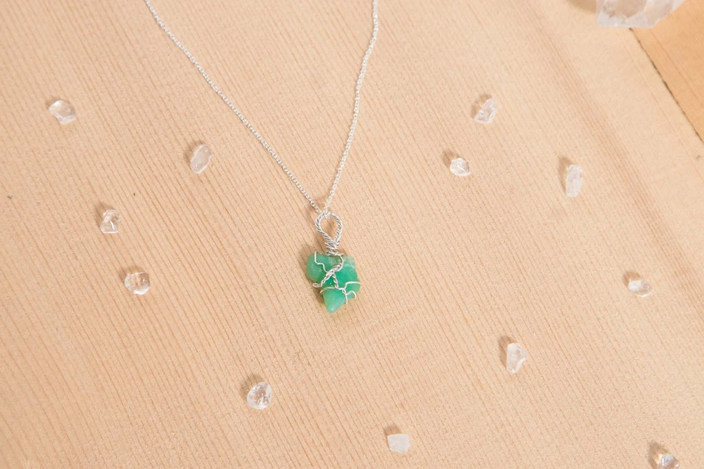 Flow Yoga Wear Jewellery Chrysoprase Dainty Necklace 3 Flow Yoga Wear Jewellery Chrysoprase Dainty Necklace