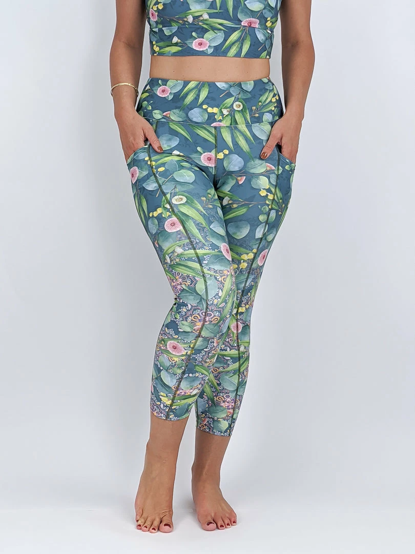 Flow Yoga Wear Gum Blossom Pocket 7/8th Legging XXS 3 Flow Yoga Wear Gum Blossom Pocket 7/8th Legging XXS