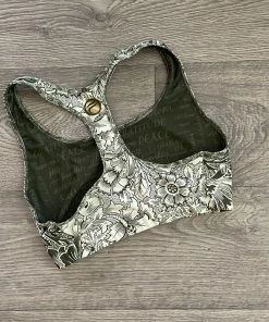 Flow Yoga Wear Folk Olive M 12-14 Racer Crop Top Racer Crops