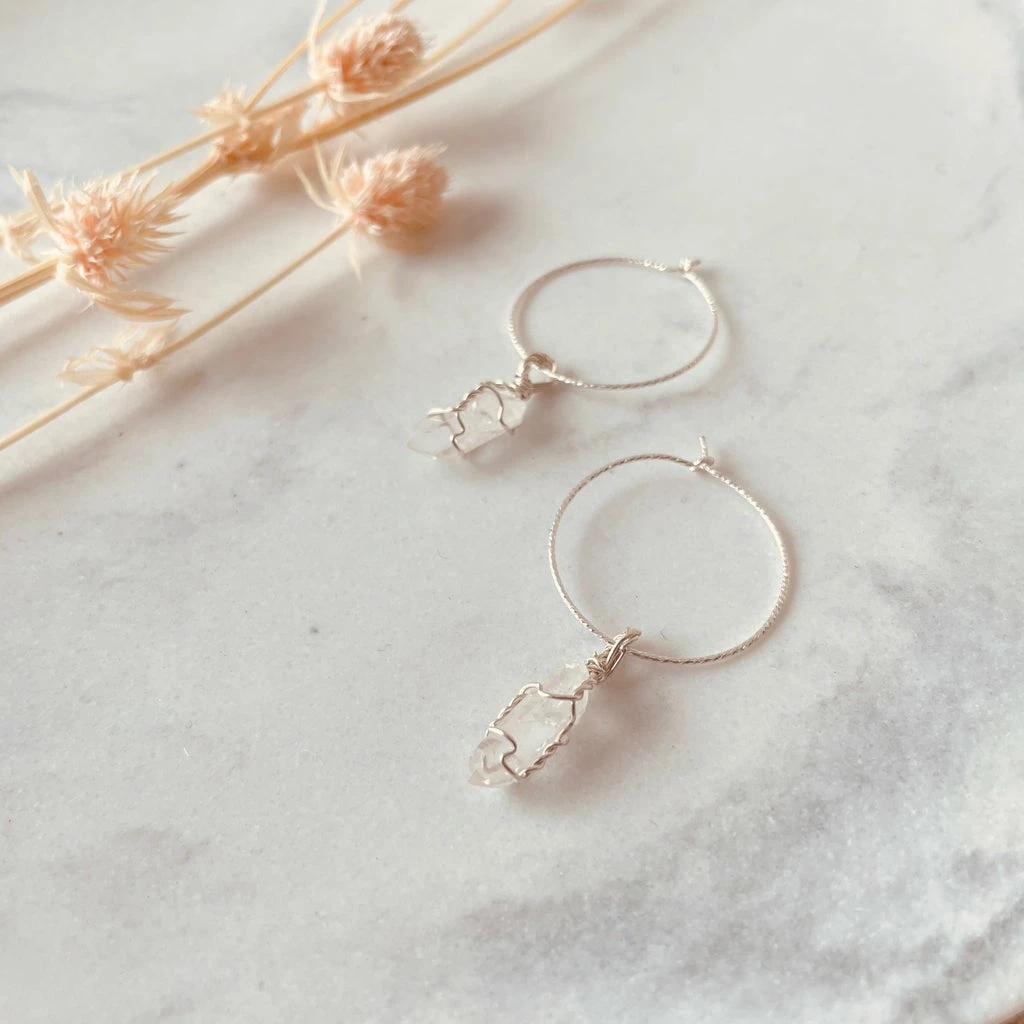 Flow Yoga Wear Clear Quartz Maia Hoops Jewellery 5 Flow Yoga Wear Clear Quartz Maia Hoops Jewellery