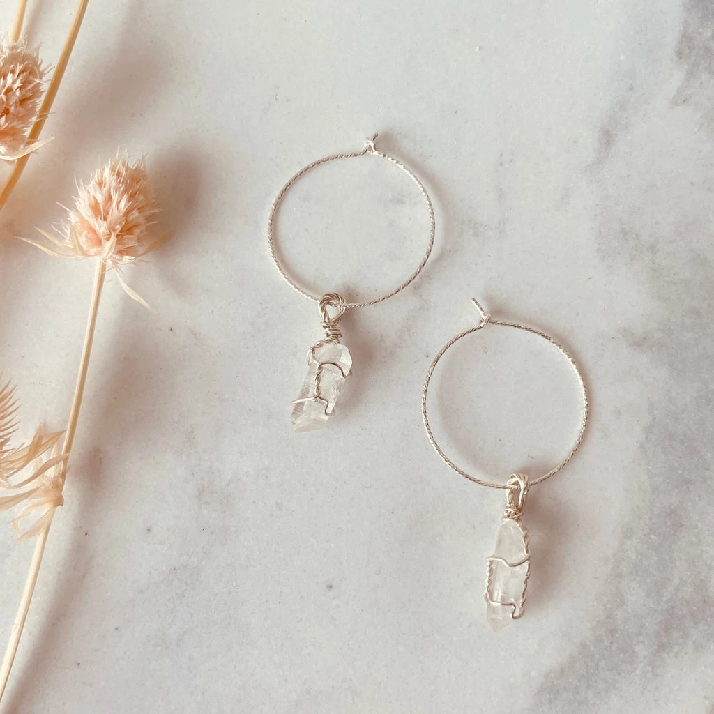 Flow Yoga Wear Clear Quartz Maia Hoops Jewellery 3 Flow Yoga Wear Clear Quartz Maia Hoops Jewellery
