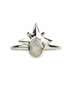 Flow Yoga Wear Little Star Ring || Silver With Rainbow Moonstone Jewellery