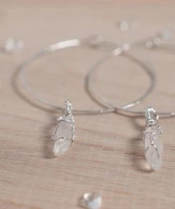 Flow Yoga Wear Clear Quartz Selene Hoops