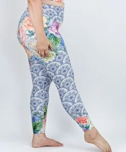 Flow Yoga Wear ❅ WINTER SALE ❅ Porcelain Peony Pure Full Legging XXS, XS, L, XL, 2XL & 3XL