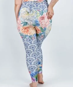 Flow Yoga Wear ❅ WINTER SALE ❅ Porcelain Peony Pure Full Legging XXS, XS, L, XL, 2XL & 3XL