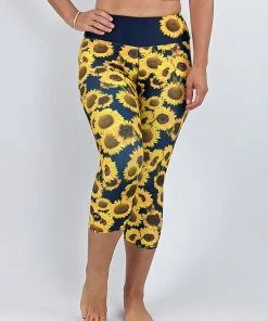 Flow Yoga Wear Sunflower Capri Legging 3XL