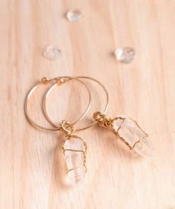 Flow Yoga Wear Clear Quartz Maia Hoops Jewellery