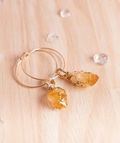 Flow Yoga Wear Citrine Maia Hoops Jewellery